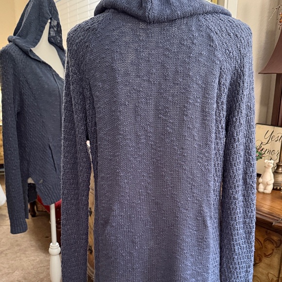 Roxy V-Neck Blue Hooded Sweater 100% Cotton - Picture 5 of 15